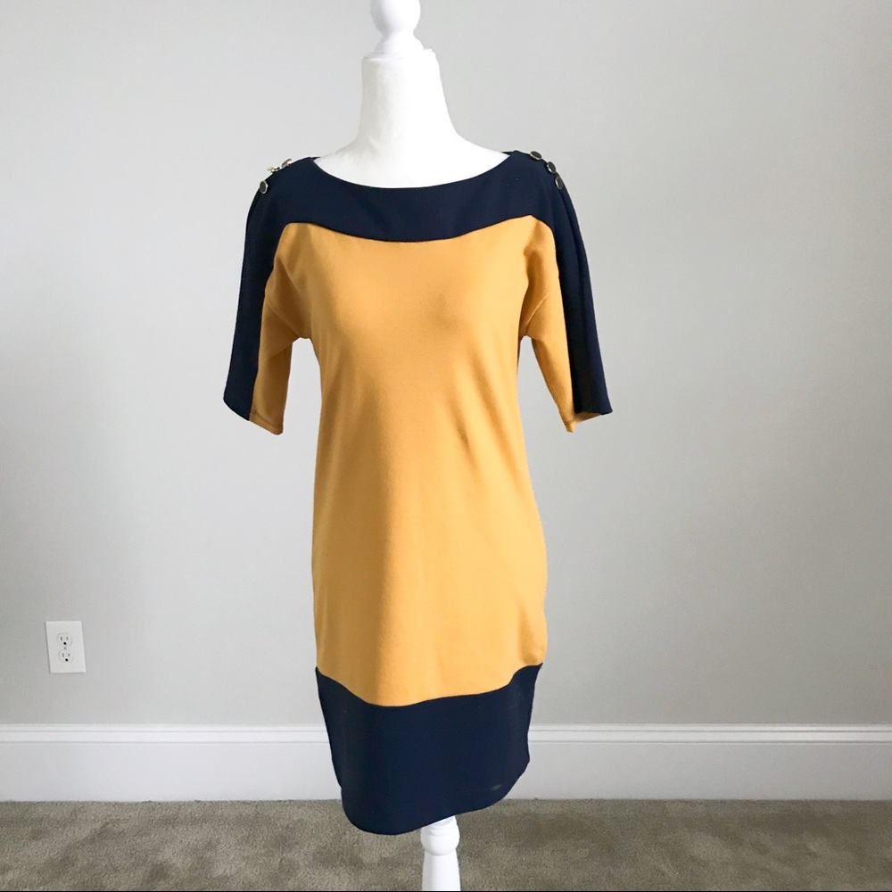 French Connection Navy/Yellow Dress